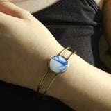 Blue and White Ceramic Adjustable Bracelet