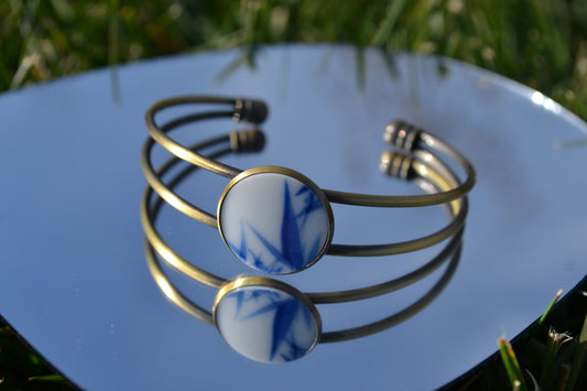 Blue and White Ceramic Adjustable Bracelet