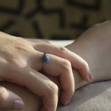 Blue Small Ceramic Adjustable Ring