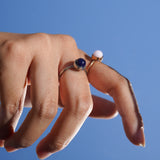 Dark Blue Small Ceramic Adjustable Ring